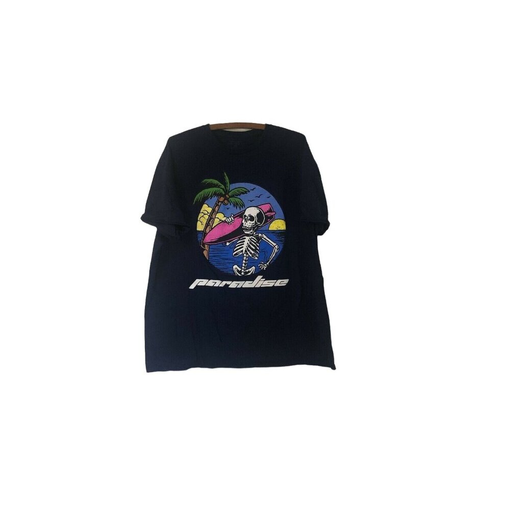 Return to Sender Mens Paradise Skeleton Surfer Beach Navy Tshirt 2XL